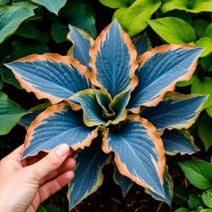 Хоста Океан Вью купить по цене от 960р. в интернет-магазине «Посадика» с доставкой почтой в в Шатурае и по всей России – [изображение №1].